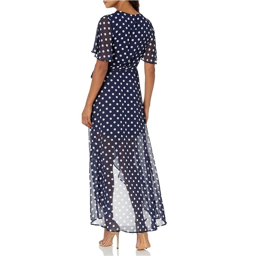 Show Me Your Mumu Marianne Wrap Maxi Dress Polka Dot Navy White Small - Picture 12 of 13